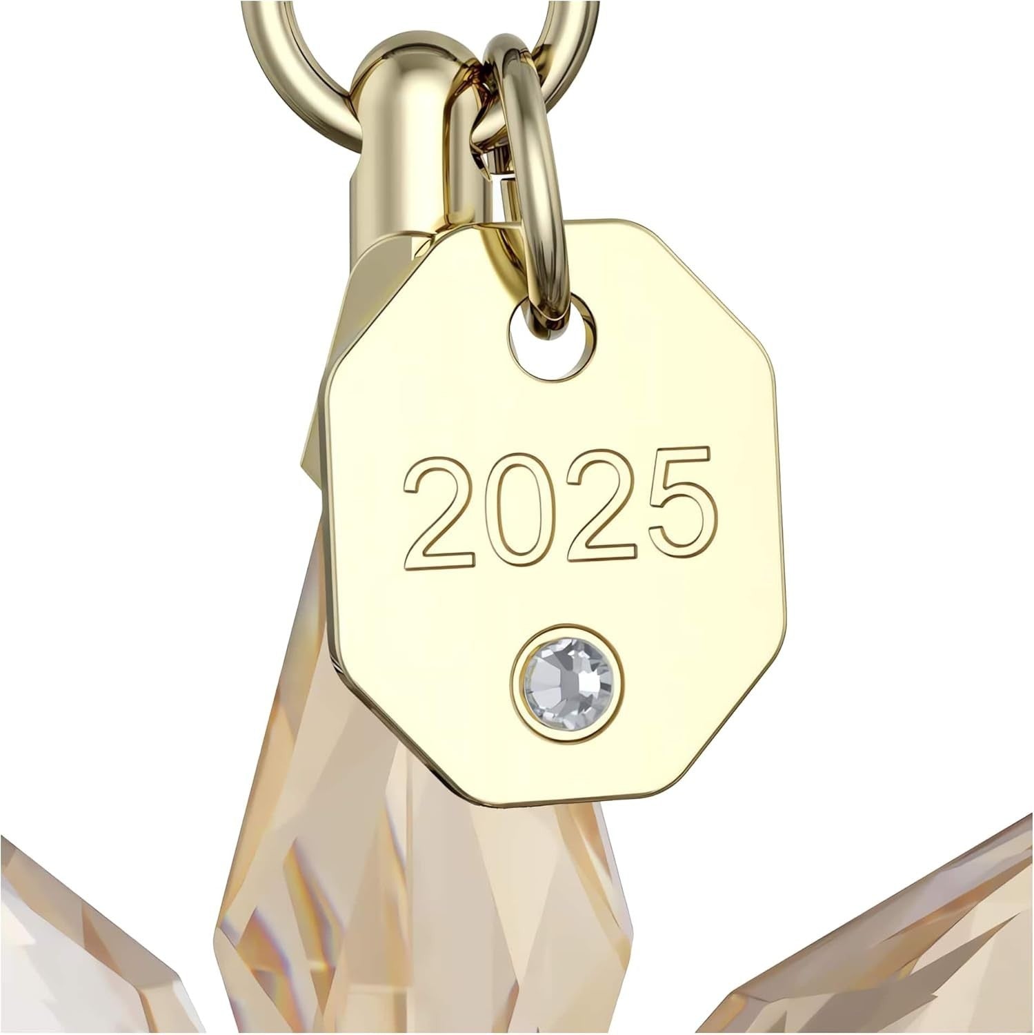 Gold Crystal Star Ornament 2025 3D Faceted Holiday Hanging Luxury Decor - Kwikley
