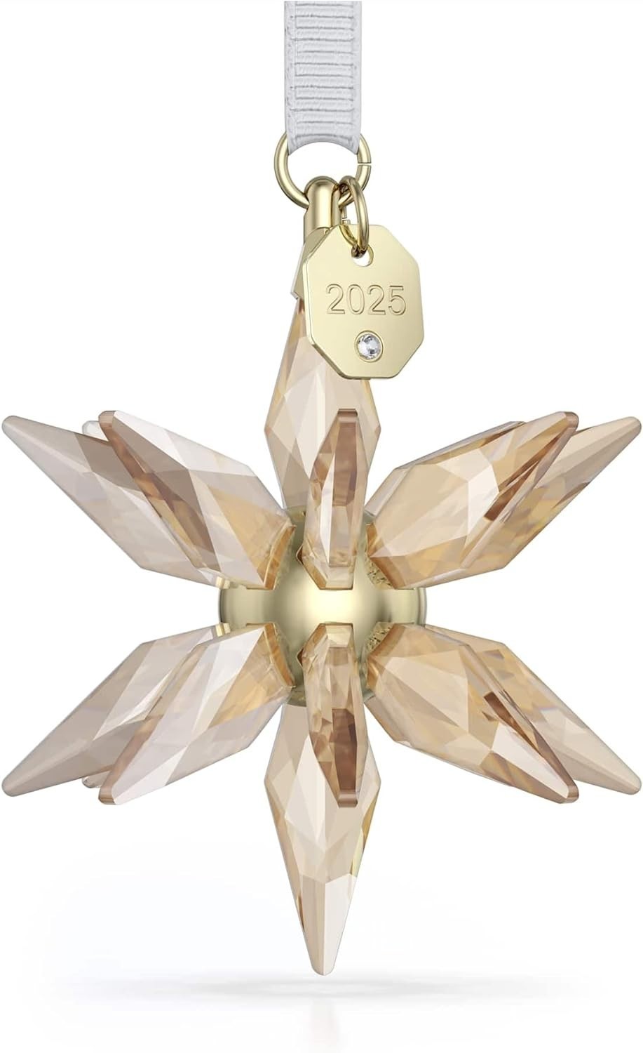 Gold Crystal Star Ornament 2025 3D Faceted Holiday Hanging Luxury Decor - Kwikley