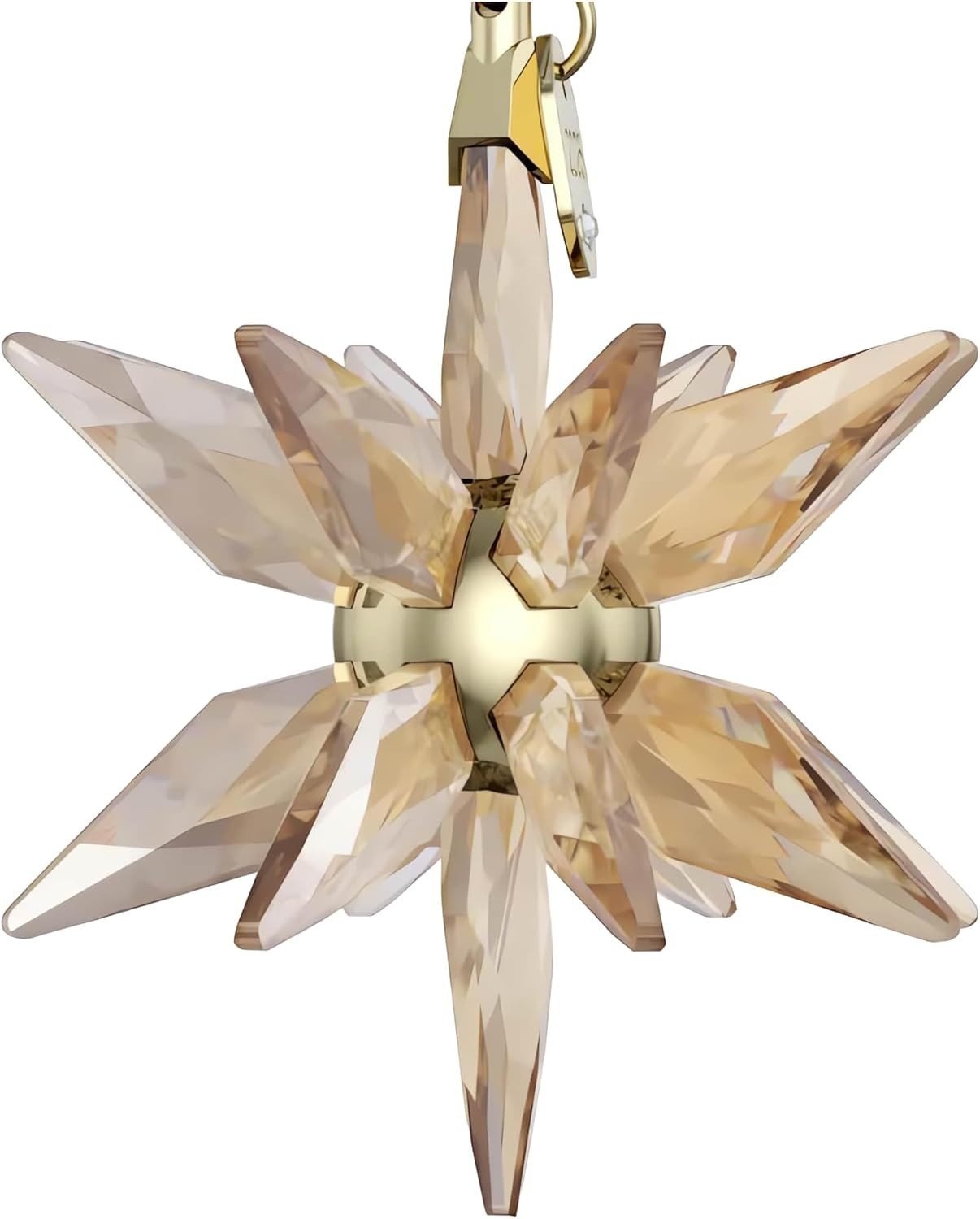 Gold Crystal Star Ornament 2025 3D Faceted Holiday Hanging Luxury Decor - Kwikley