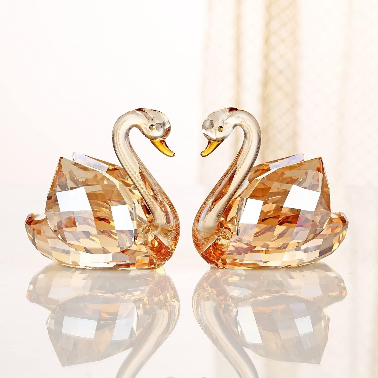 Gold Crystal Swan Pair Ornament – Luxury Wedding Anniversary Gift Home - Kwikley