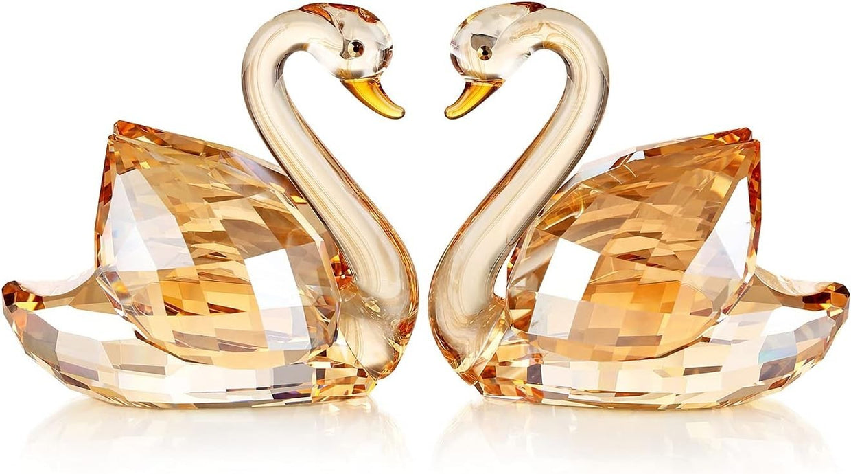 Gold Crystal Swan Pair Ornament – Luxury Wedding Anniversary Gift Home - Kwikley