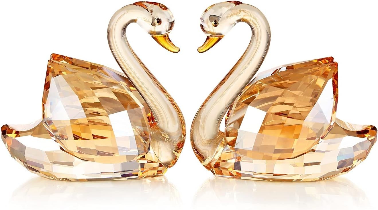 Gold Crystal Swan Pair Ornament – Luxury Wedding Anniversary Gift Home - Kwikley