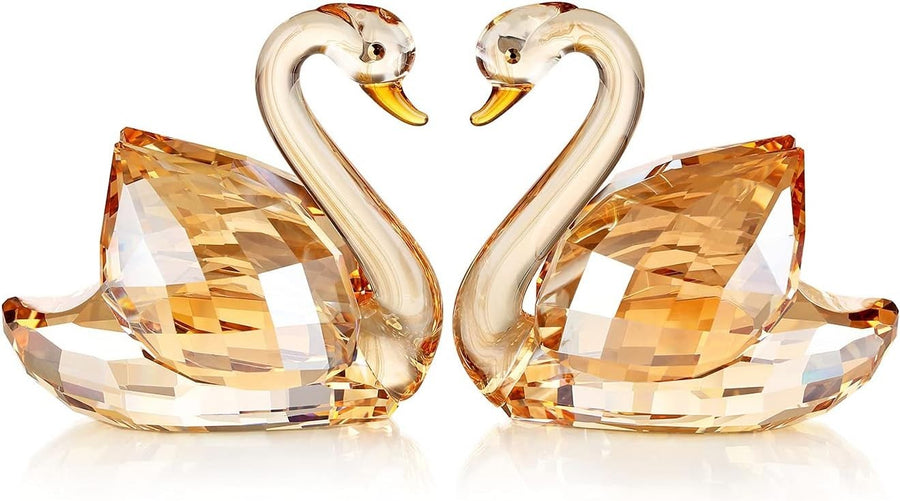 Gold Crystal Swan Pair Ornament – Luxury Wedding Anniversary Gift Home - Kwikley