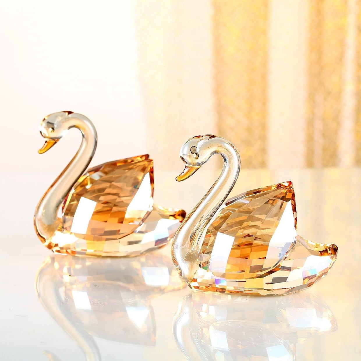 Gold Crystal Swan Pair Ornament – Luxury Wedding Anniversary Gift Home - Kwikley
