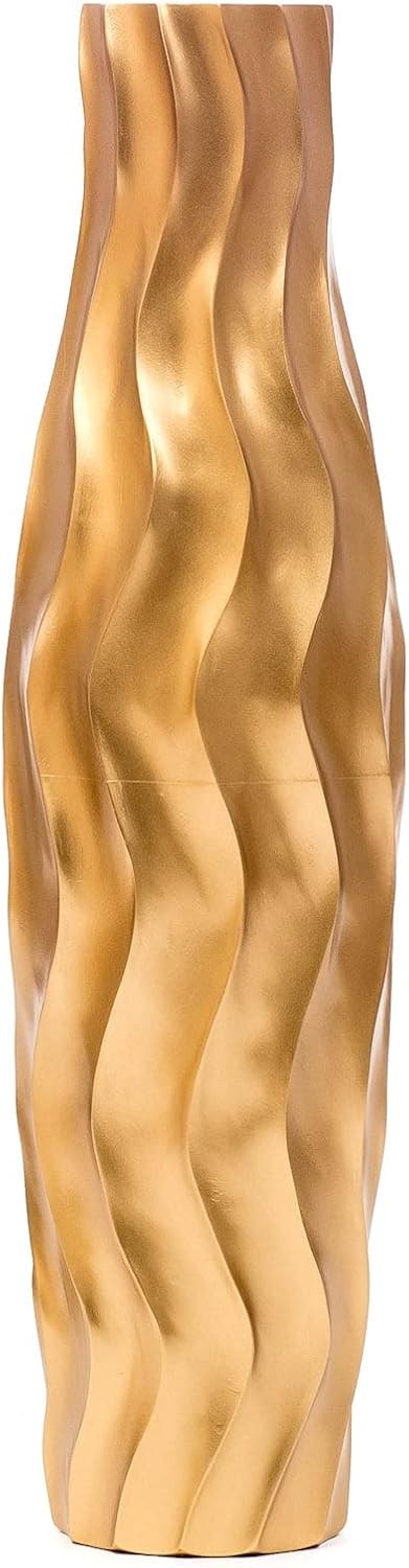 Gold Floor Vase 65cm Tall Farmhouse Decorative Vase for Pampas Grass - Kwikley