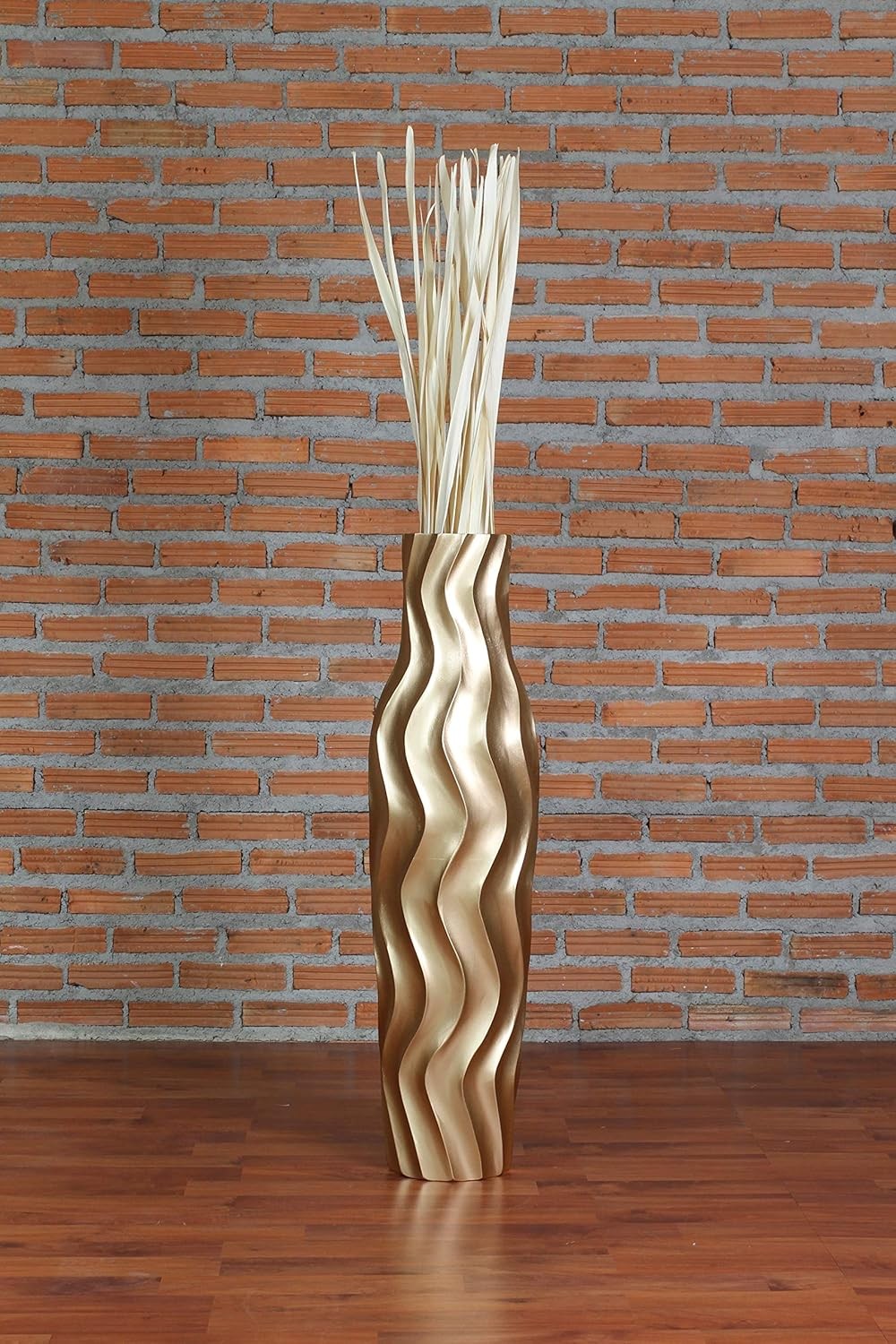 Gold Floor Vase 65cm Tall Farmhouse Decorative Vase for Pampas Grass - Kwikley