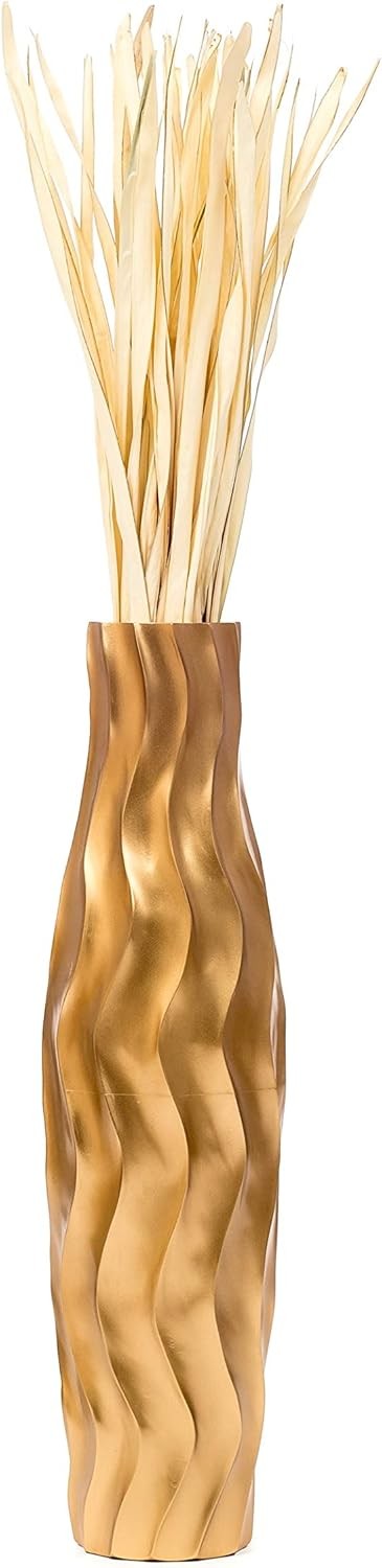 Gold Floor Vase 65cm Tall Farmhouse Decorative Vase for Pampas Grass - Kwikley