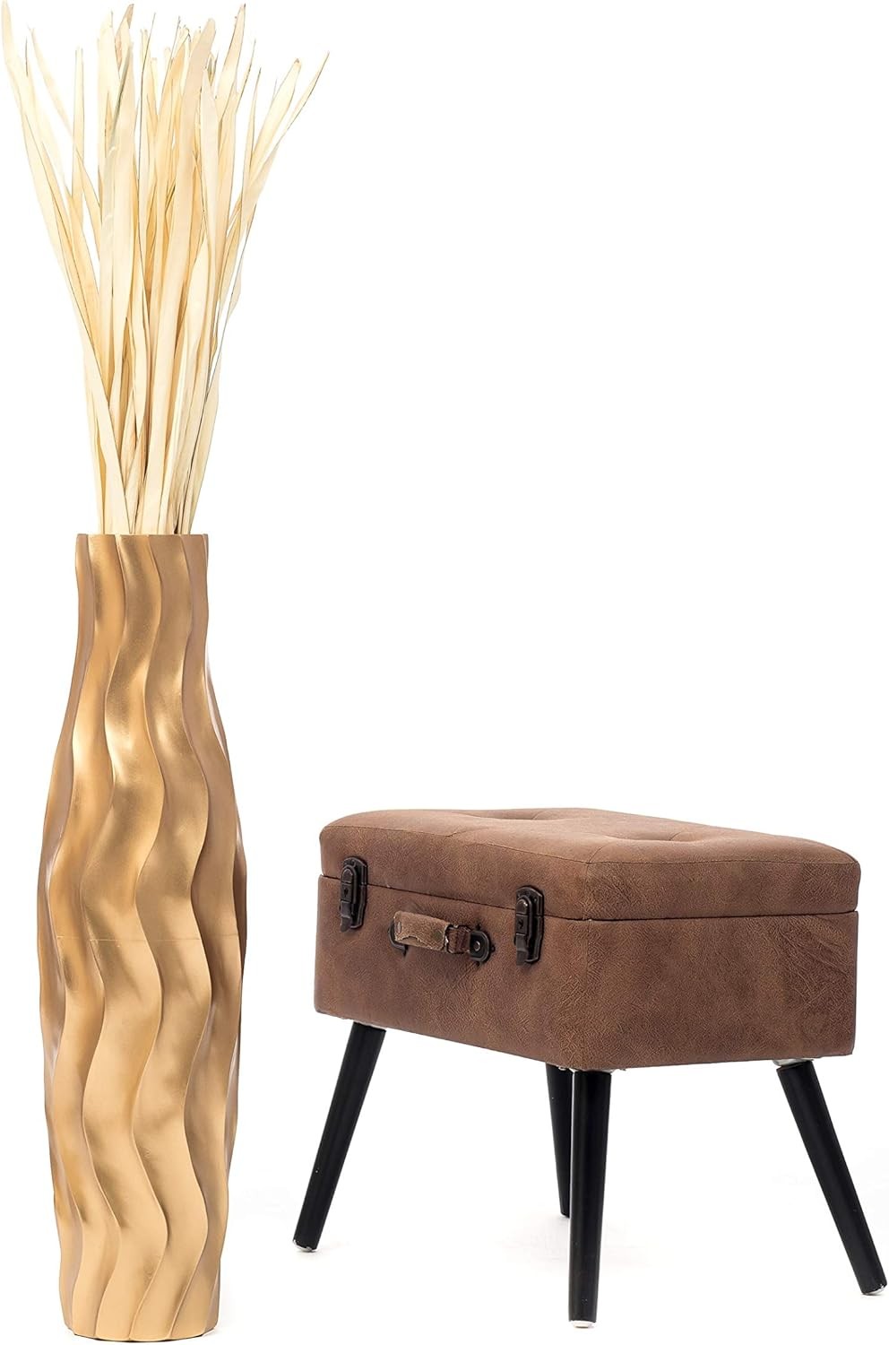Gold Floor Vase 65cm Tall Farmhouse Decorative Vase for Pampas Grass - Kwikley