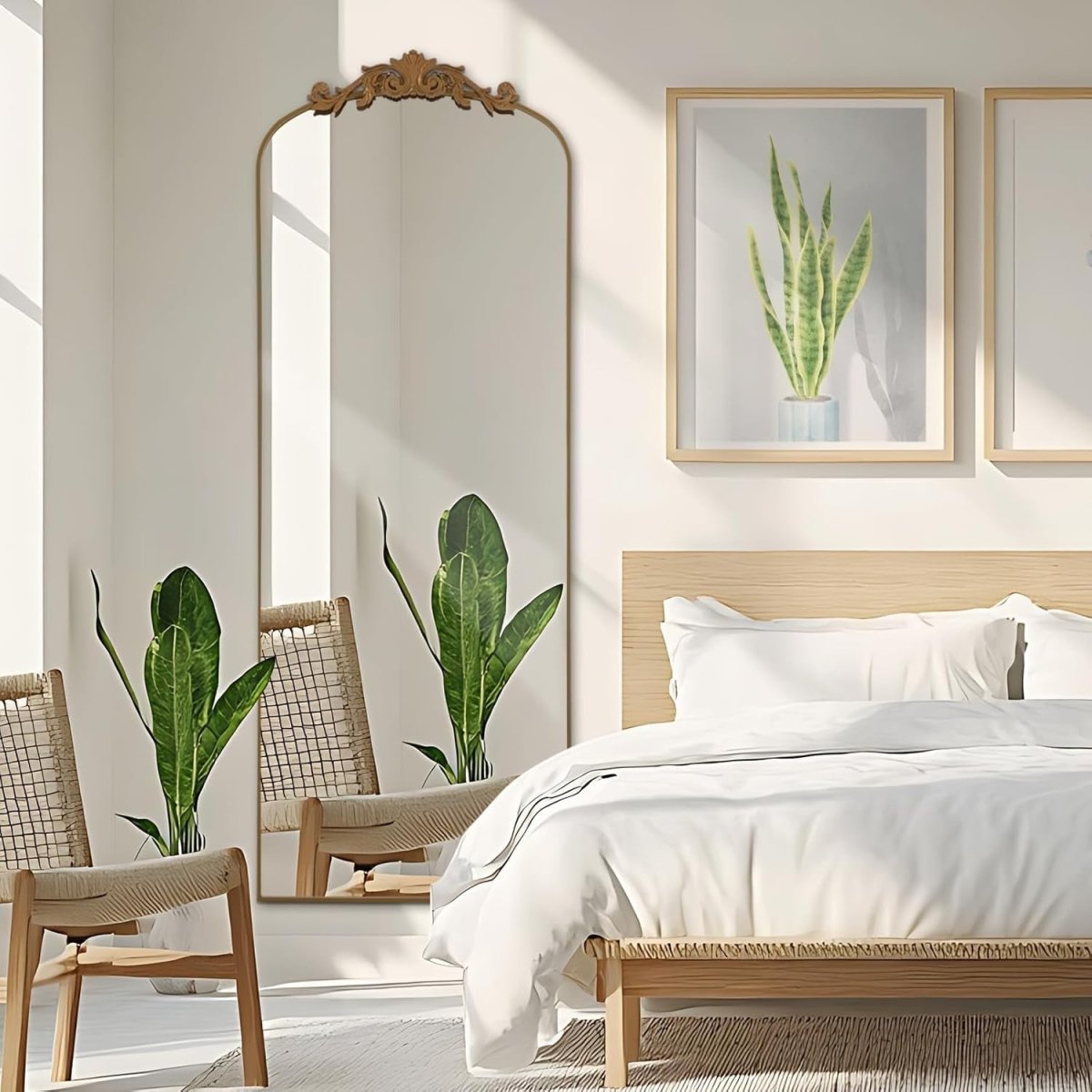 Gold Full Length Arch Mirror 161x52cm Ornate Wall Leaning Dressing Mirror - Kwikley