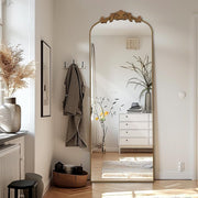 Gold Full Length Arch Mirror 161x52cm Ornate Wall Leaning Dressing Mirror - Kwikley