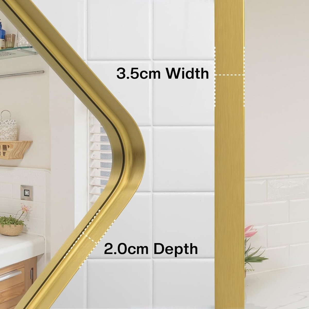 Gold Full - Length Floor Mirror 52x161cm Wall - Mounted with HD Nano Glass - Kwikley