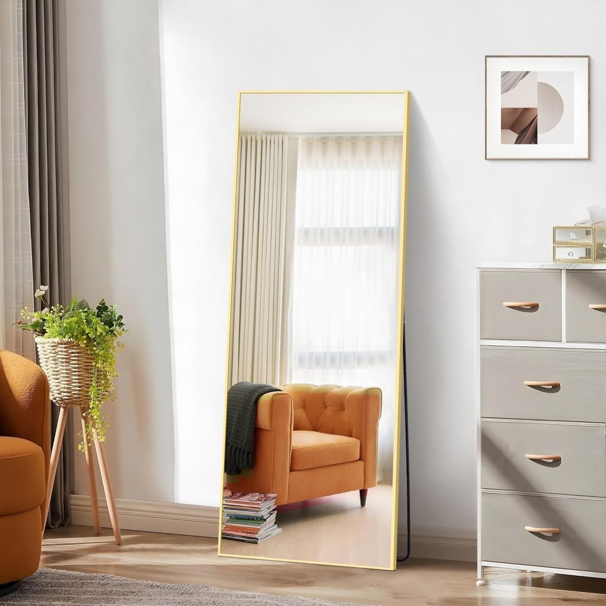 Gold Full Length Mirror 165x60cm Freestanding Wall Mount for Bedroom - Kwikley