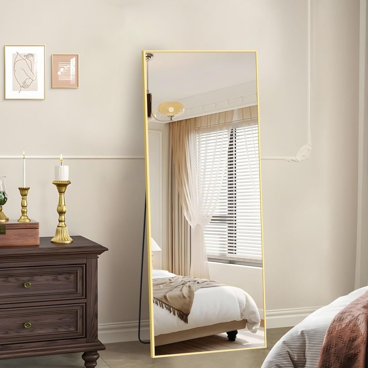 Gold Full Length Mirror 165x60cm Freestanding Wall Mount for Bedroom - Kwikley
