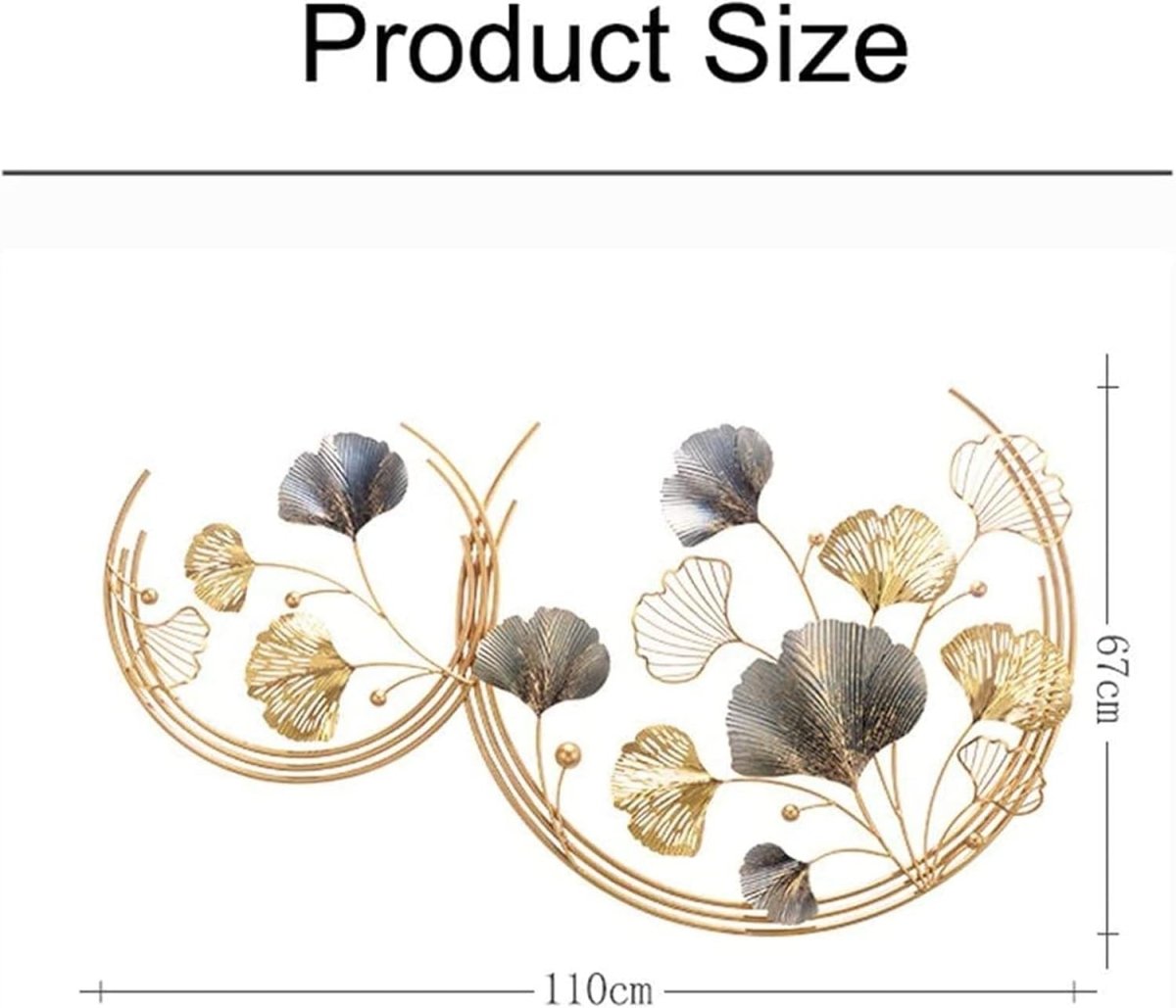 Gold Ginkgo Leaf Metal Wall Art 3D Sculpture Decor Set - Kwikley