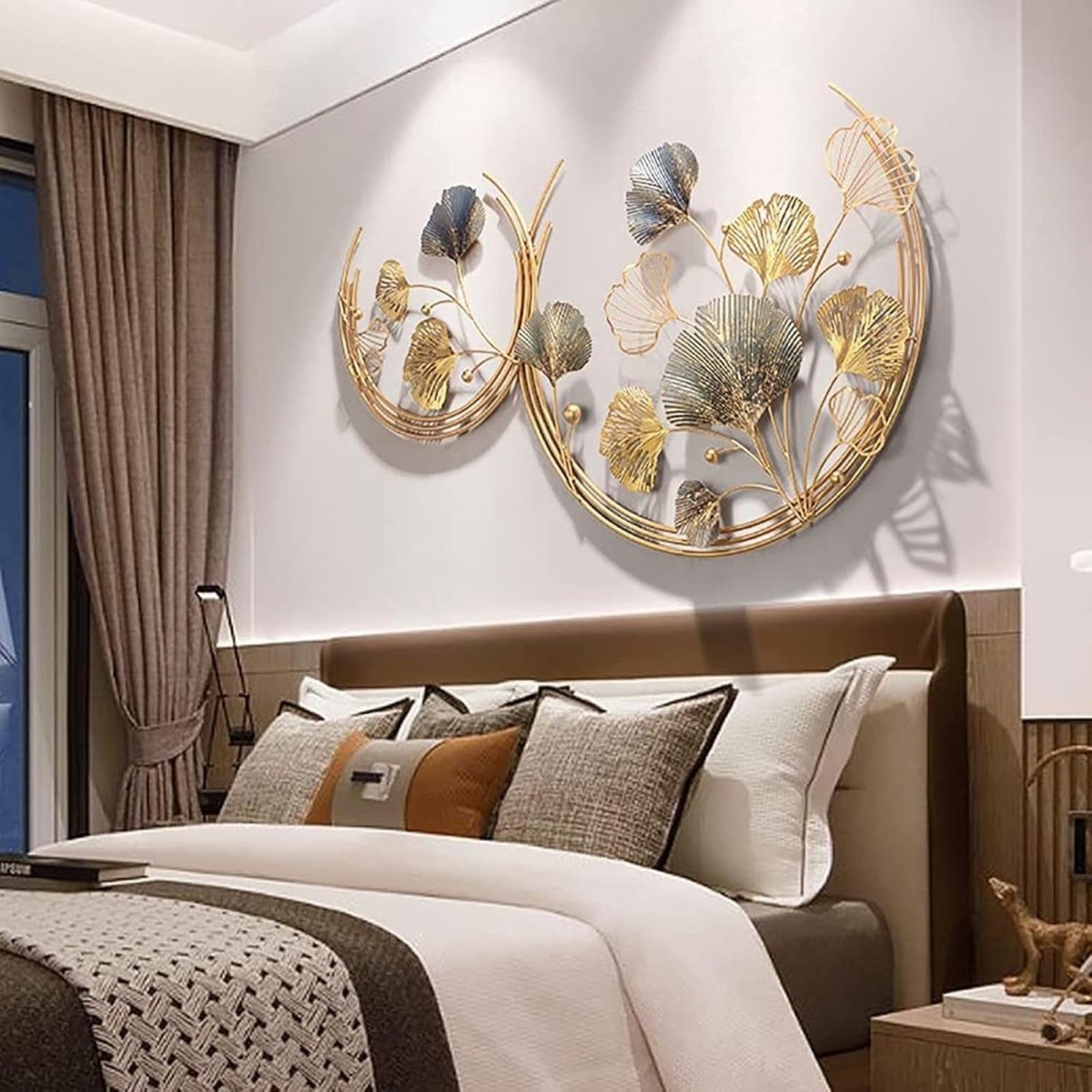Gold Ginkgo Leaf Metal Wall Art 3D Sculpture Decor Set - Kwikley