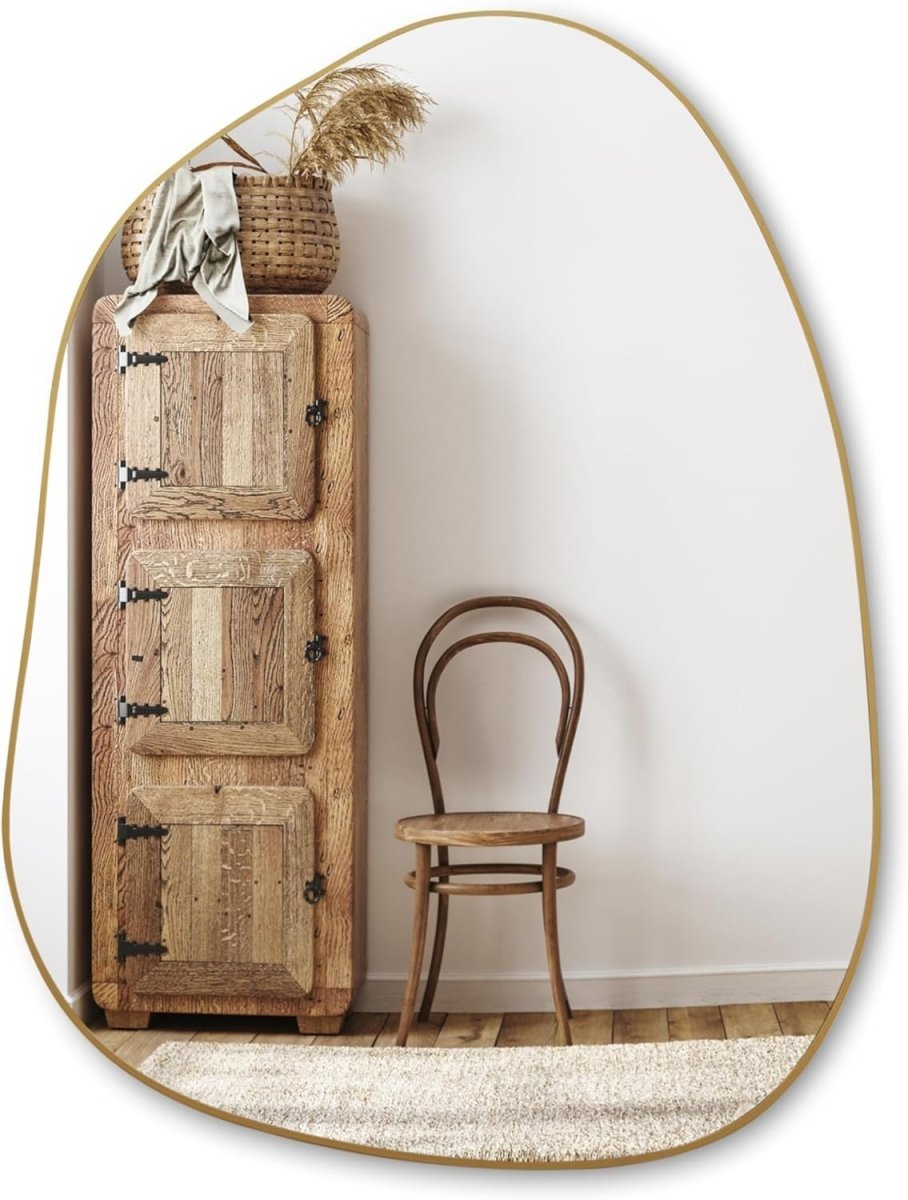 Gold Irregular Wall Mirror 81x61cm Modern Asymmetrical Design for Home - Kwikley