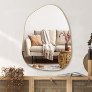 Gold Irregular Wall Mirror 81x61cm Modern Asymmetrical Design for Home - Kwikley