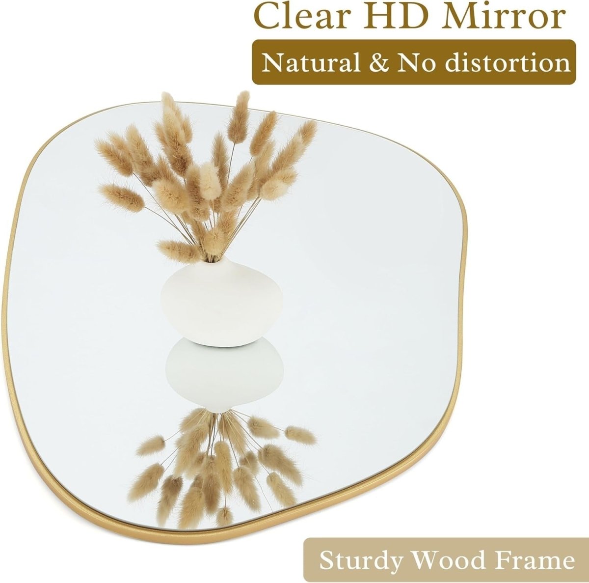 Gold Irregular Wall Mirror 81x61cm Modern Asymmetrical Design for Home - Kwikley