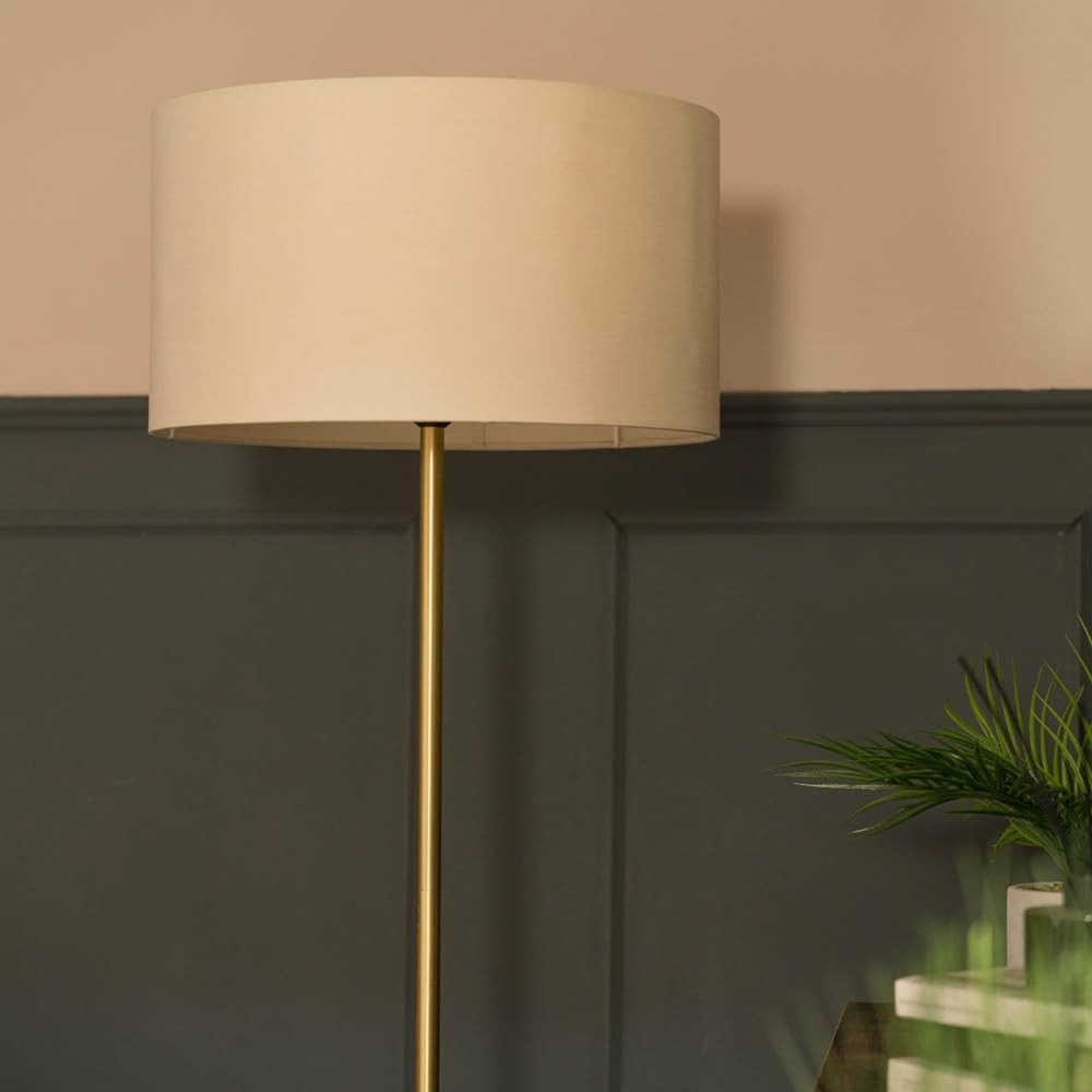 Gold Marble Floor Lamp with Shelf & Bulb, Natural Shade, 152cm Modern - Kwikley