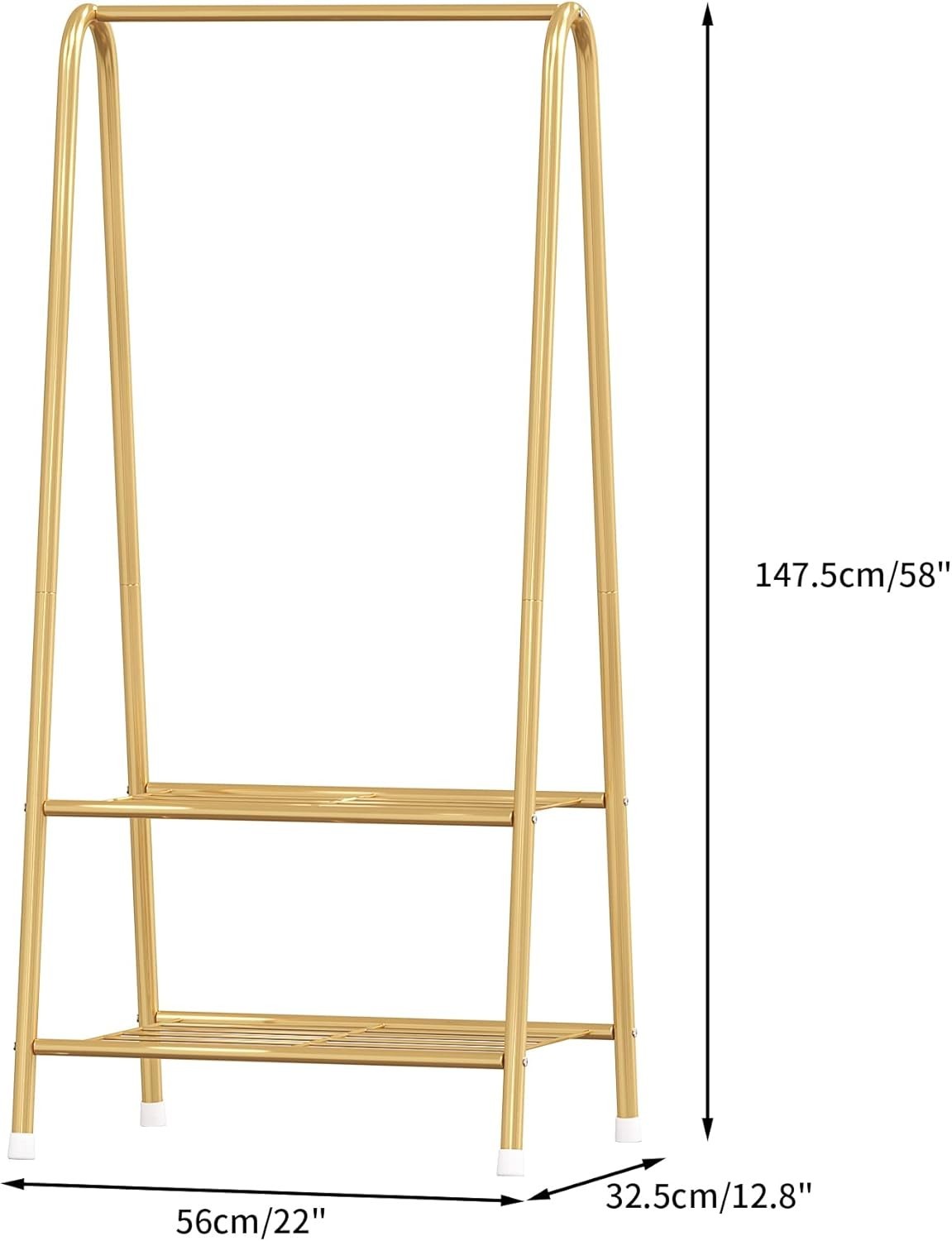 Gold Metal Clothes Rack with Double Shelves 62" Heavy Duty - Kwikley