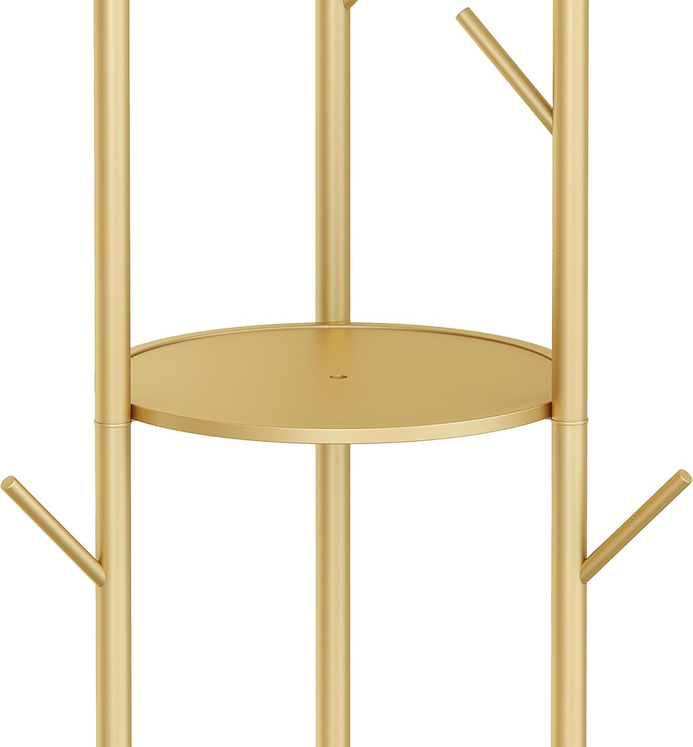 Gold Metal Coat Rack with Marble Base 9 Hooks 3 Shelves Freestanding Stand - Kwikley