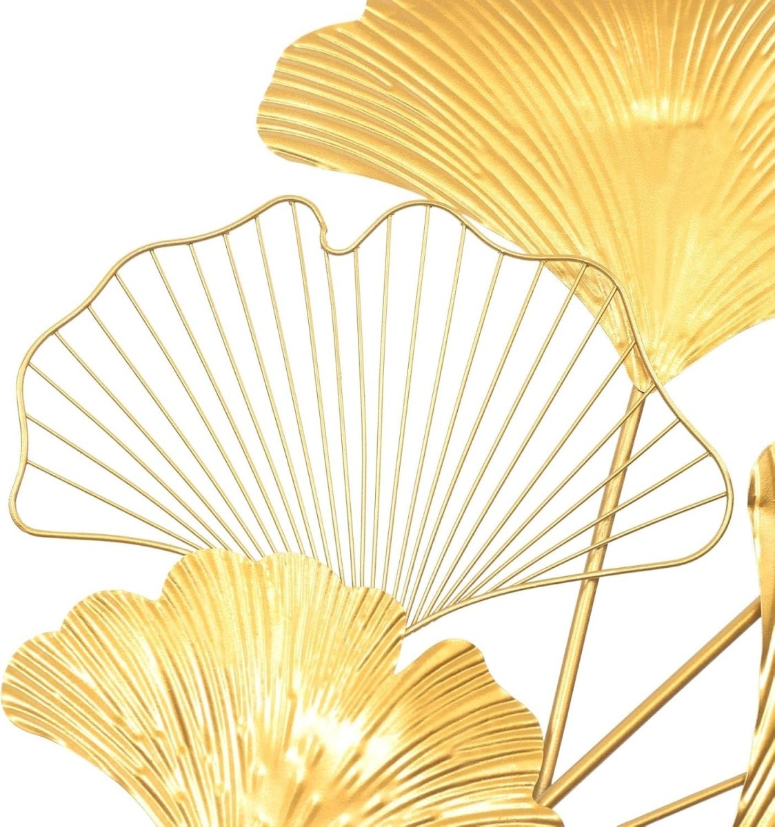 Gold Metal Ginkgo Leaf Wall Art 109cm Large Modern Decor - Kwikley