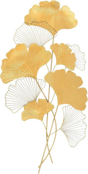 Gold Metal Ginkgo Leaf Wall Art 109cm Large Modern Decor - Kwikley