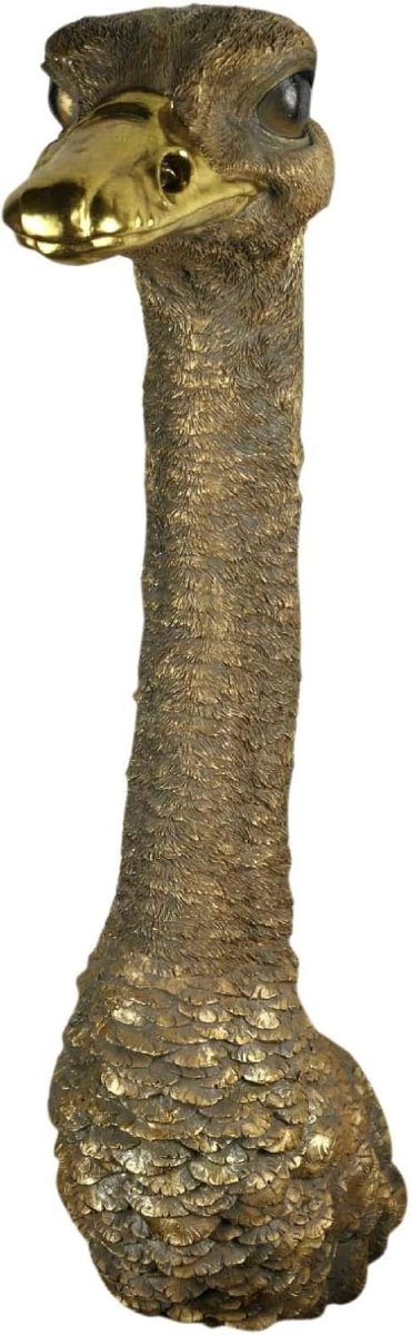 Gold Ostrich Head Wall Sculpture Hanging Wall Art 72cm Polystone - Kwikley