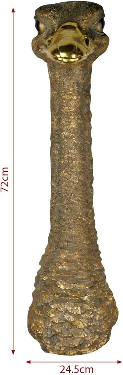 Gold Ostrich Head Wall Sculpture Hanging Wall Art 72cm Polystone - Kwikley
