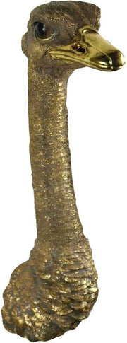 Gold Ostrich Head Wall Sculpture Hanging Wall Art 72cm Polystone - Kwikley