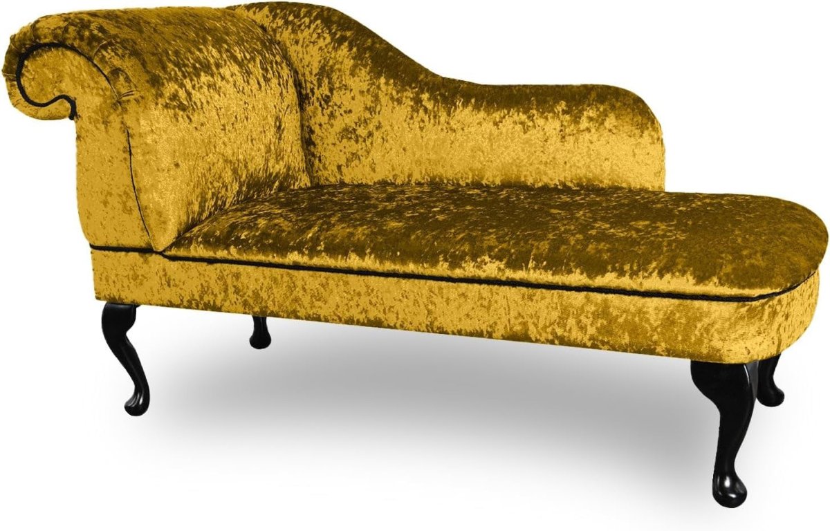 Gold Velvet Chaise Lounge Left Hand – Handmade Accent Chair, Stylish & Durable - Kwikley