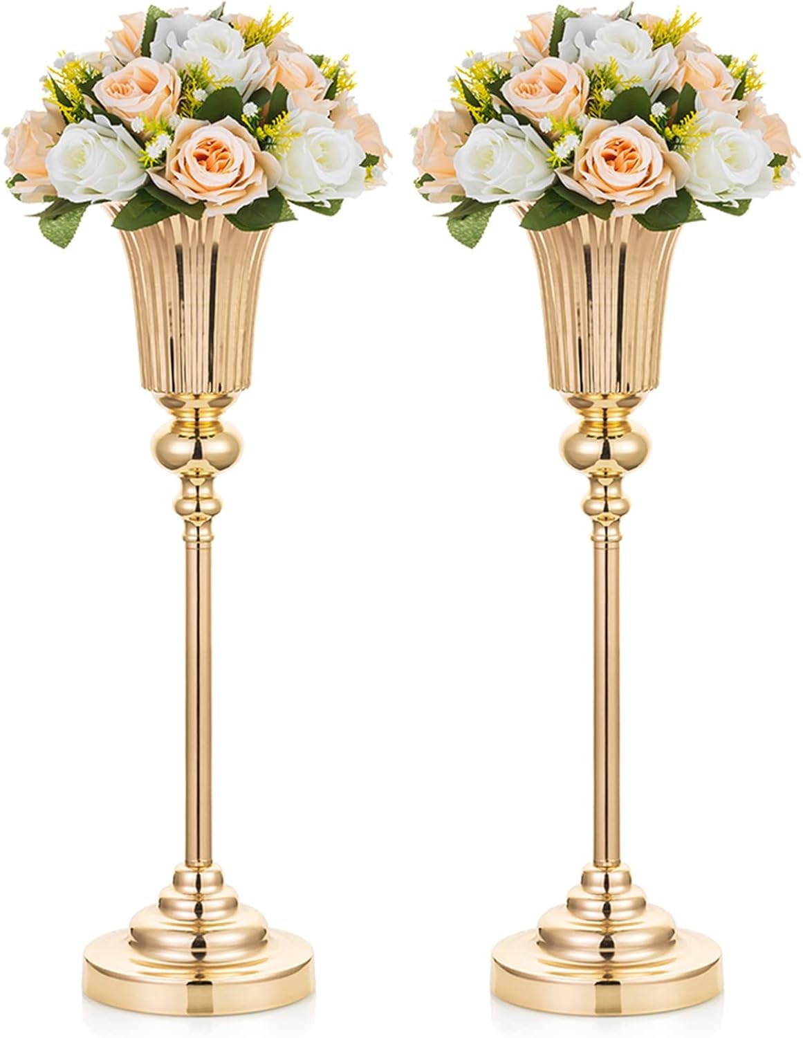 Gold Wedding Table Centrepiece Vases 2pcs 55cm Tall Luxury Event Decor - Kwikley