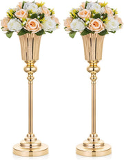 Gold Wedding Table Centrepiece Vases 2pcs 55cm Tall Luxury Event Decor - Kwikley