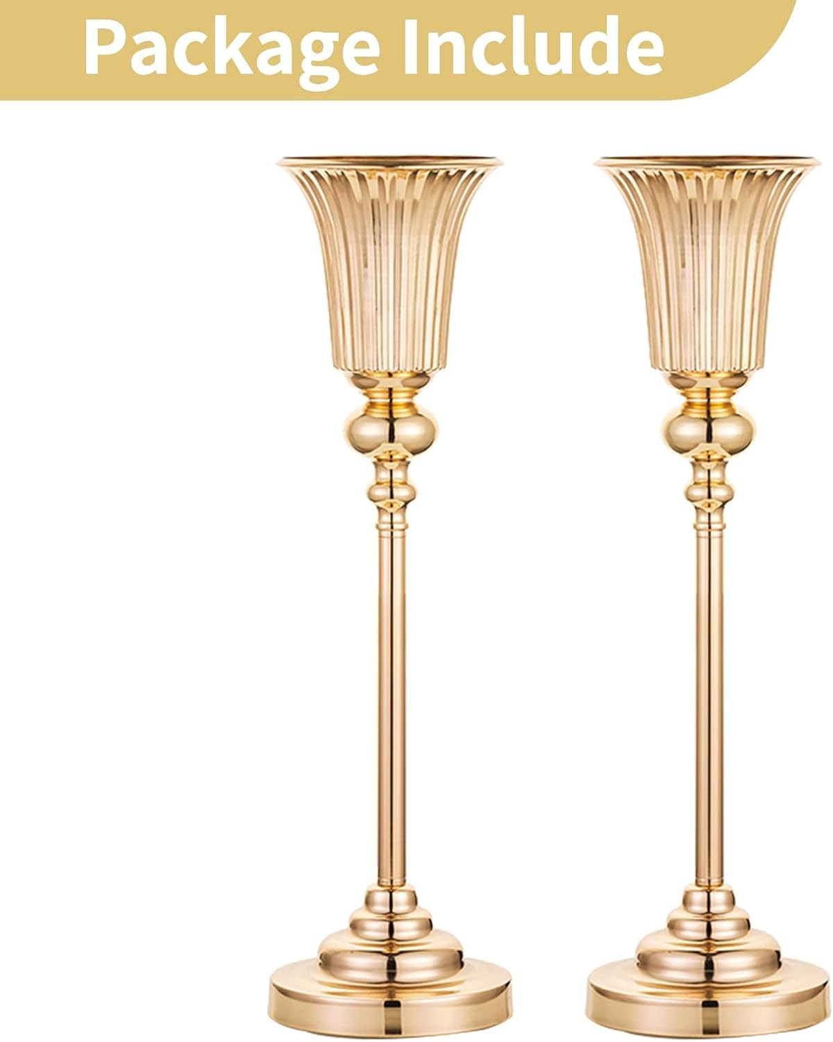 Gold Wedding Table Centrepiece Vases 2pcs 55cm Tall Luxury Event Decor - Kwikley