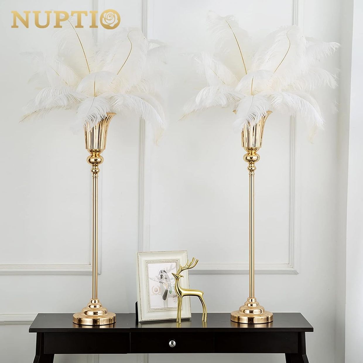 Gold Wedding Table Centrepiece Vases 2pcs 68cm Tall Luxury Event Decor - Kwikley