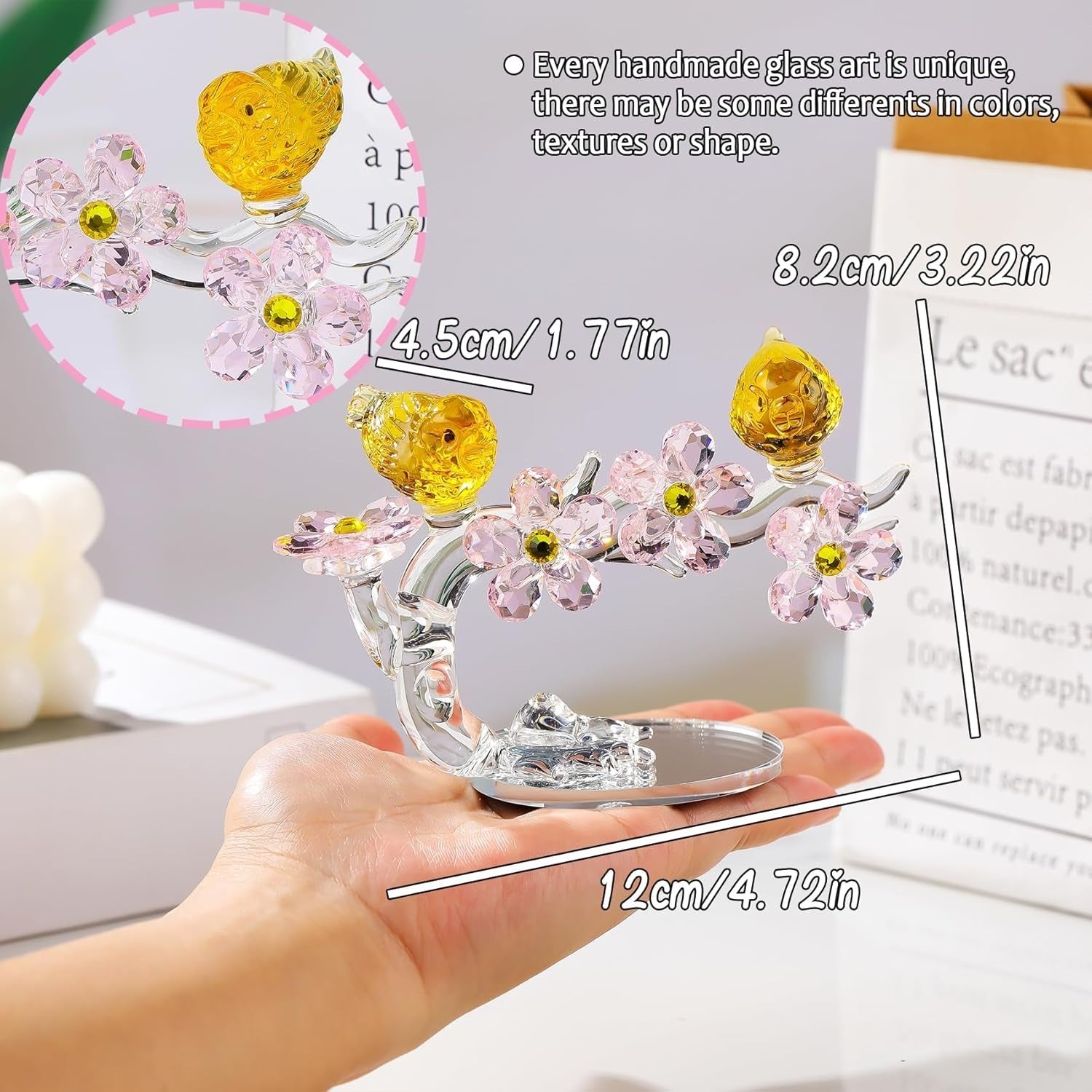 Golden Crystal Birds & Flowers Ornament Wedding Anniversary Gift - Kwikley