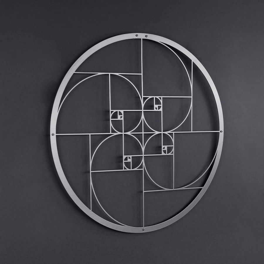 Golden Ratio Metal Wall Art 47x47cm Modern Geometric Decor - Kwikley