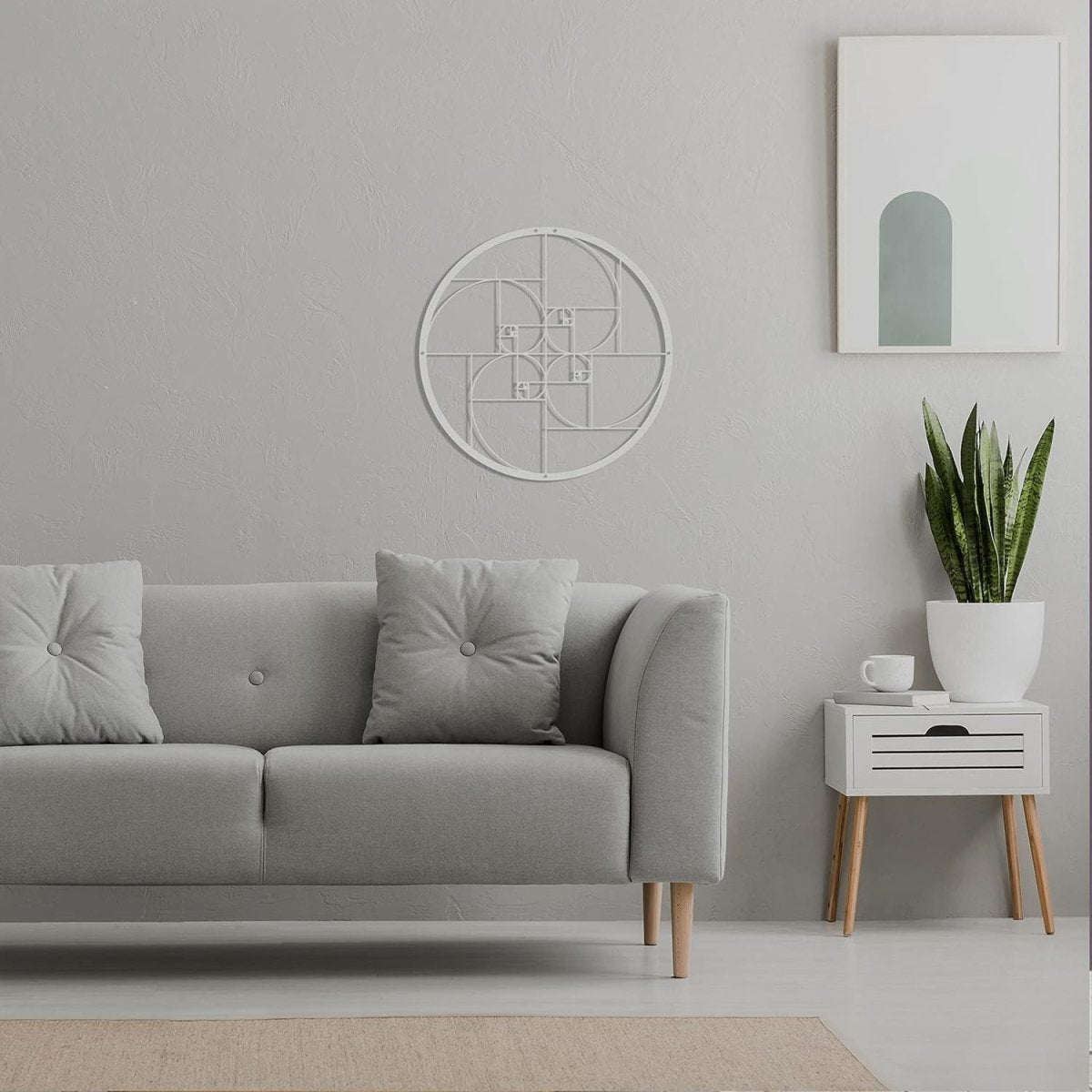 Golden Ratio Metal Wall Art 47x47cm Modern Geometric Decor - Kwikley
