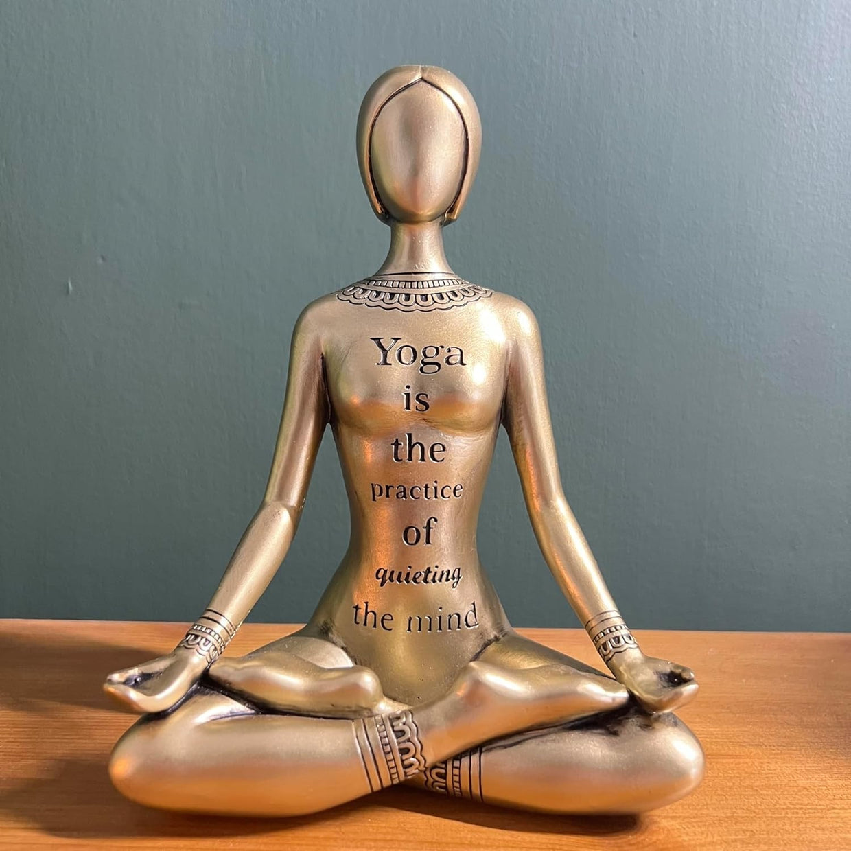 Golden Yoga Meditation Figurine 17cm Gold Spiritual Decor Zen Ornament Gift - Kwikley