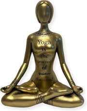 Golden Yoga Meditation Figurine 17cm Gold Spiritual Decor Zen Ornament Gift - Kwikley