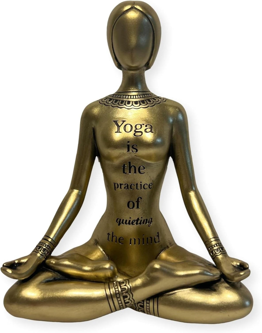 Golden Yoga Meditation Figurine 17cm Gold Spiritual Decor Zen Ornament Gift - Kwikley