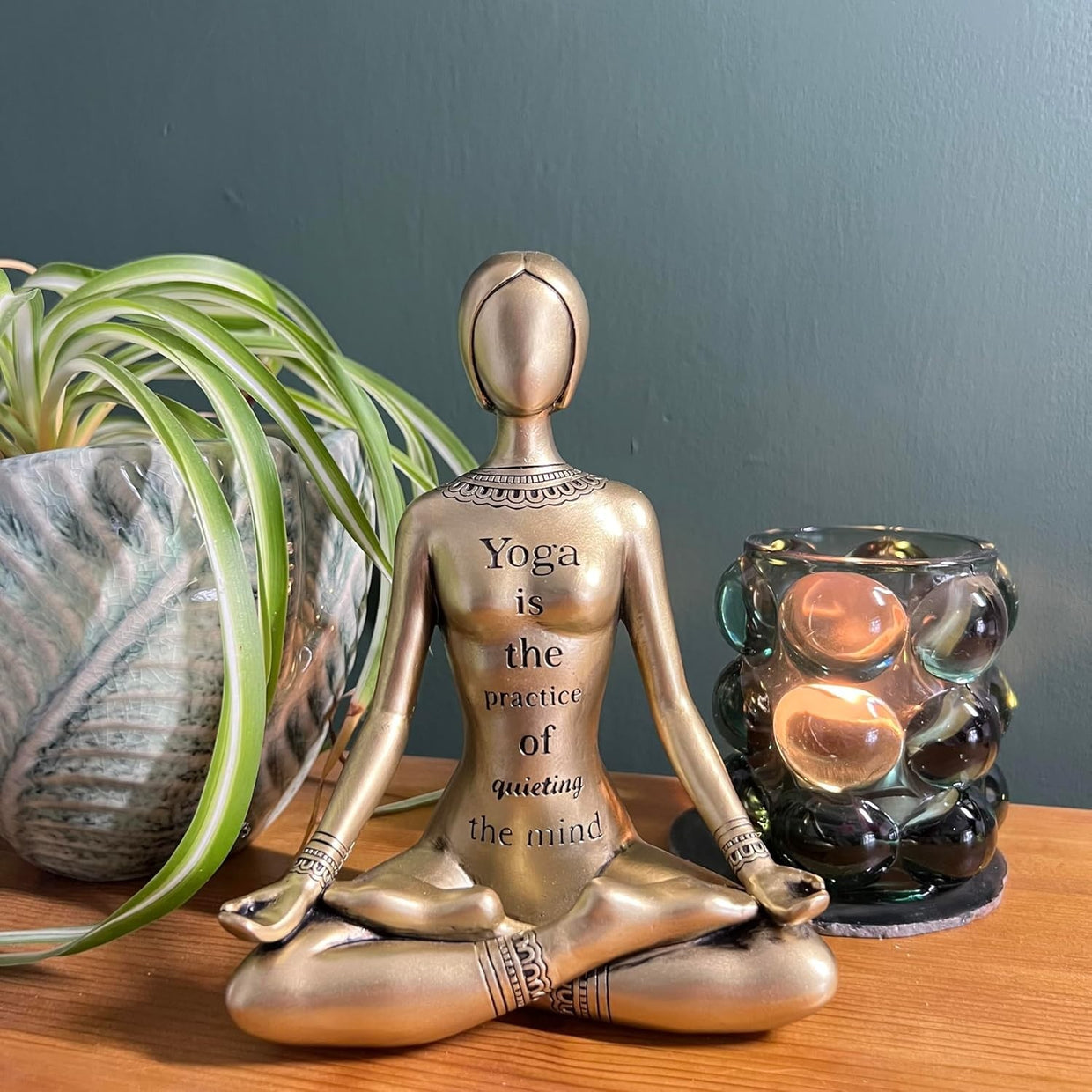 Golden Yoga Meditation Figurine 17cm Gold Spiritual Decor Zen Ornament Gift - Kwikley