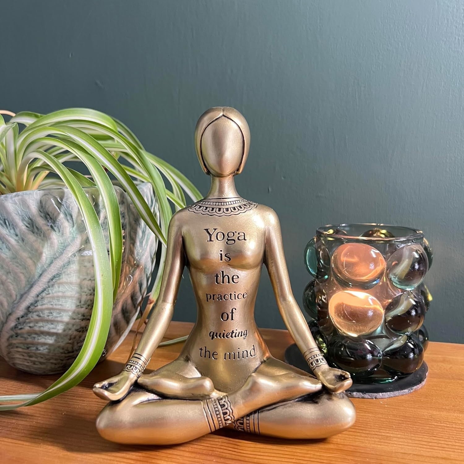 Golden Yoga Meditation Figurine 17cm Gold Spiritual Decor Zen Ornament Gift - Kwikley