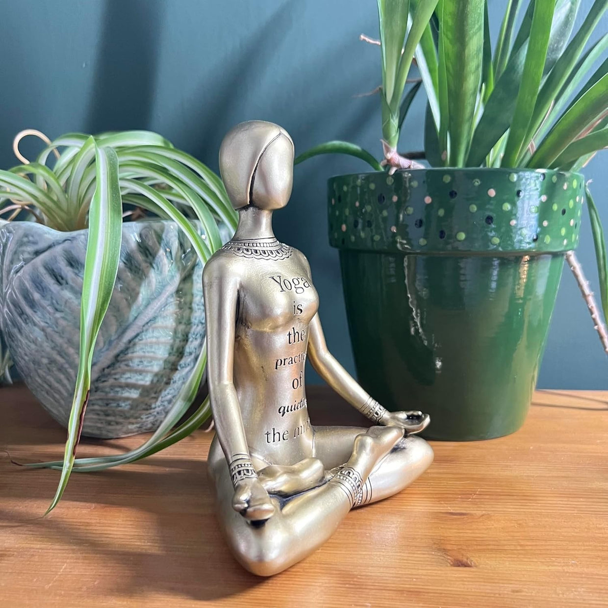 Golden Yoga Meditation Figurine 17cm Gold Spiritual Decor Zen Ornament Gift - Kwikley