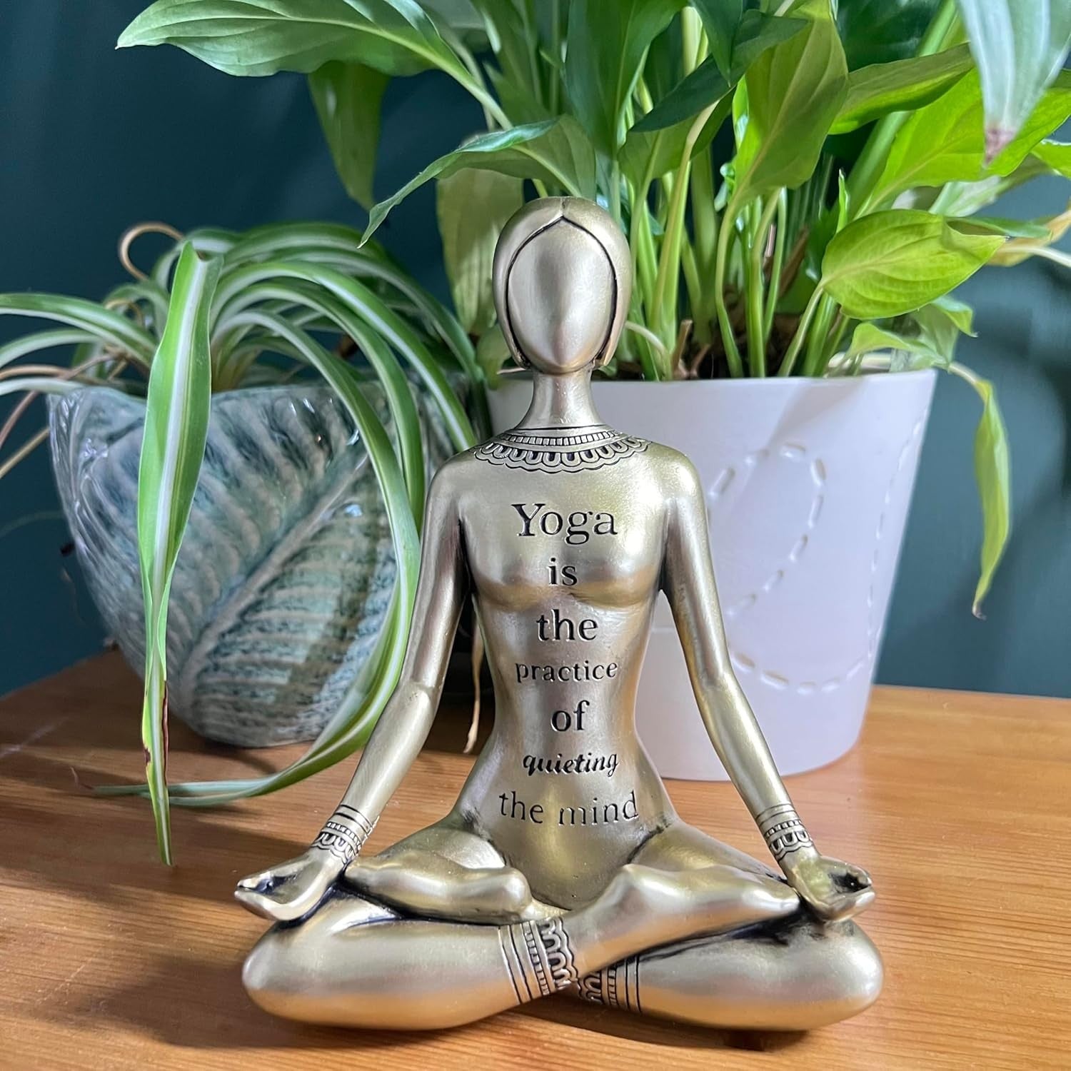 Golden Yoga Meditation Figurine 17cm Gold Spiritual Decor Zen Ornament Gift - Kwikley