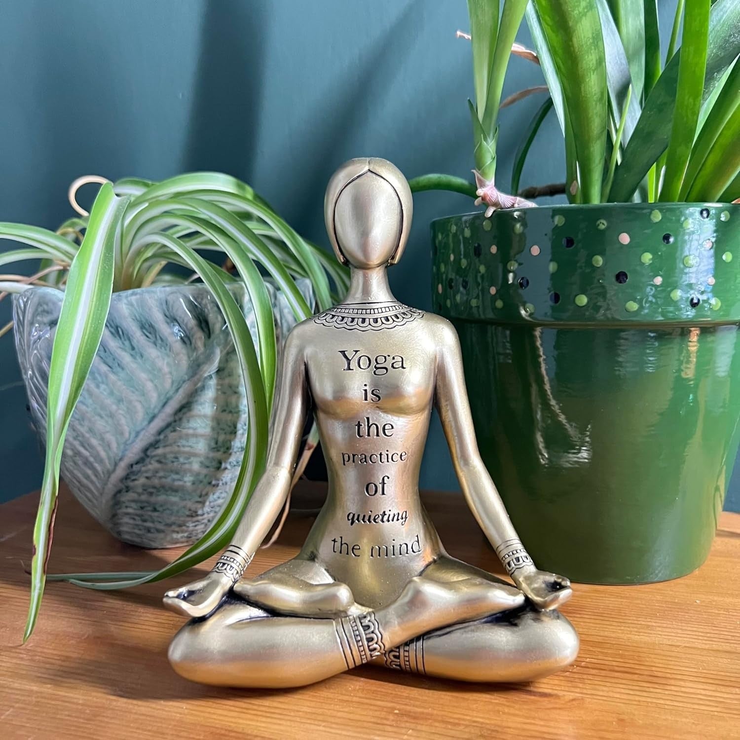 Golden Yoga Meditation Figurine 17cm Gold Spiritual Decor Zen Ornament Gift - Kwikley