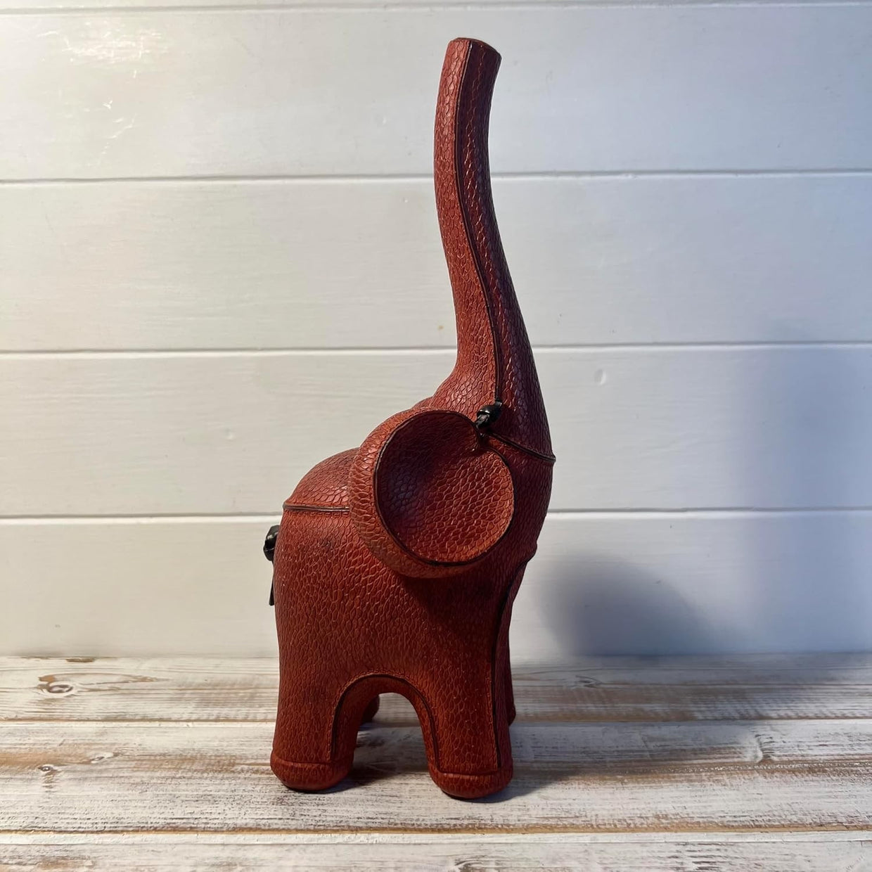 Good Luck Elephant Ornament Resin Decor | Raised Trunk Symbol | Luxury Leather - Kwikley