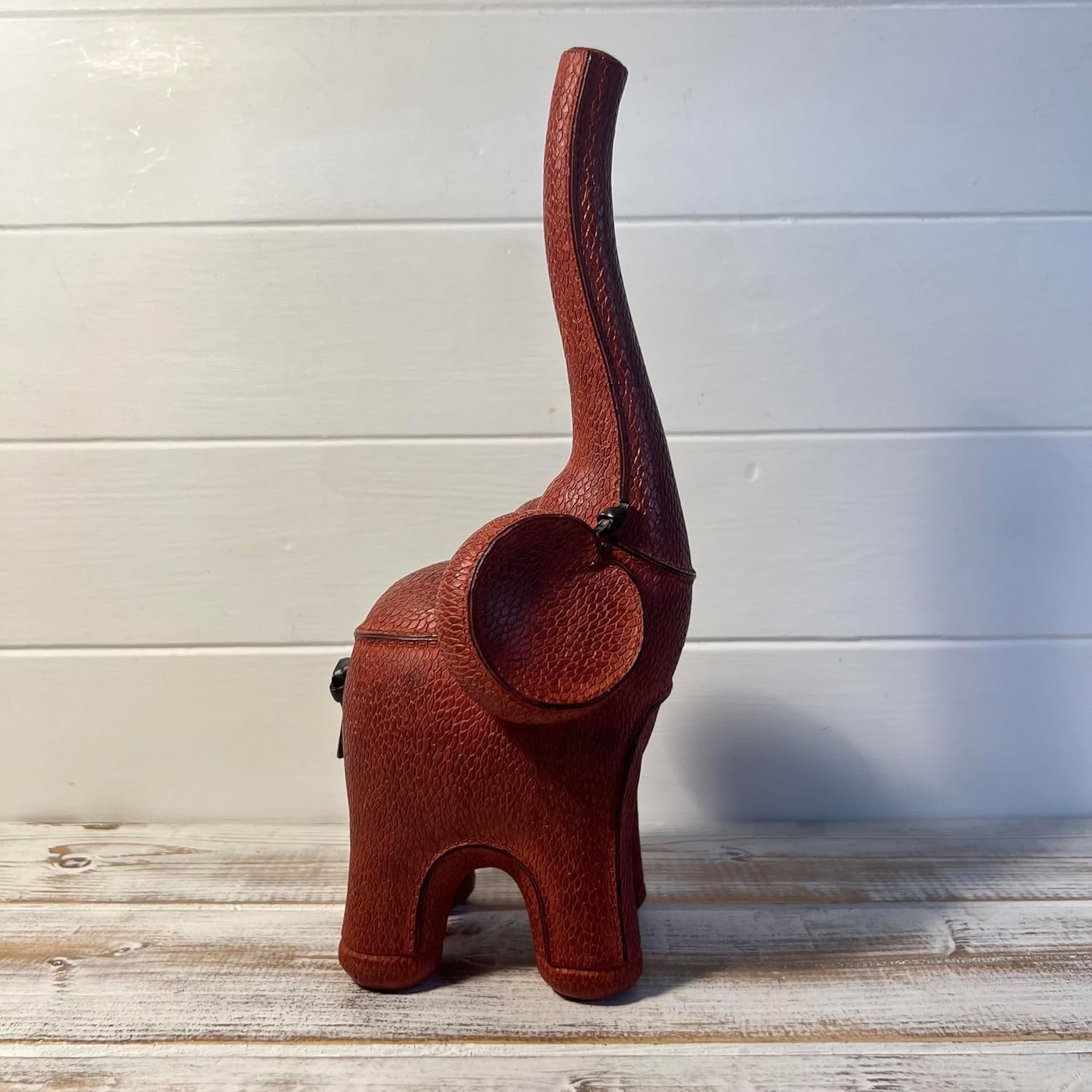 Good Luck Elephant Ornament Resin Decor | Raised Trunk Symbol | Luxury Leather - Kwikley