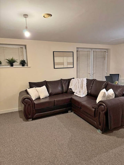 Gorgeous Brown Leather Corner Sofa (PTP) - Kwikley