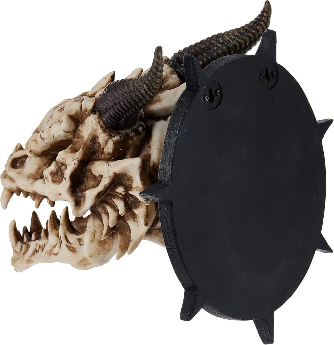 Gothic Dragon Skull Wall Sculpture 25cm Faux Bone Decor - Kwikley